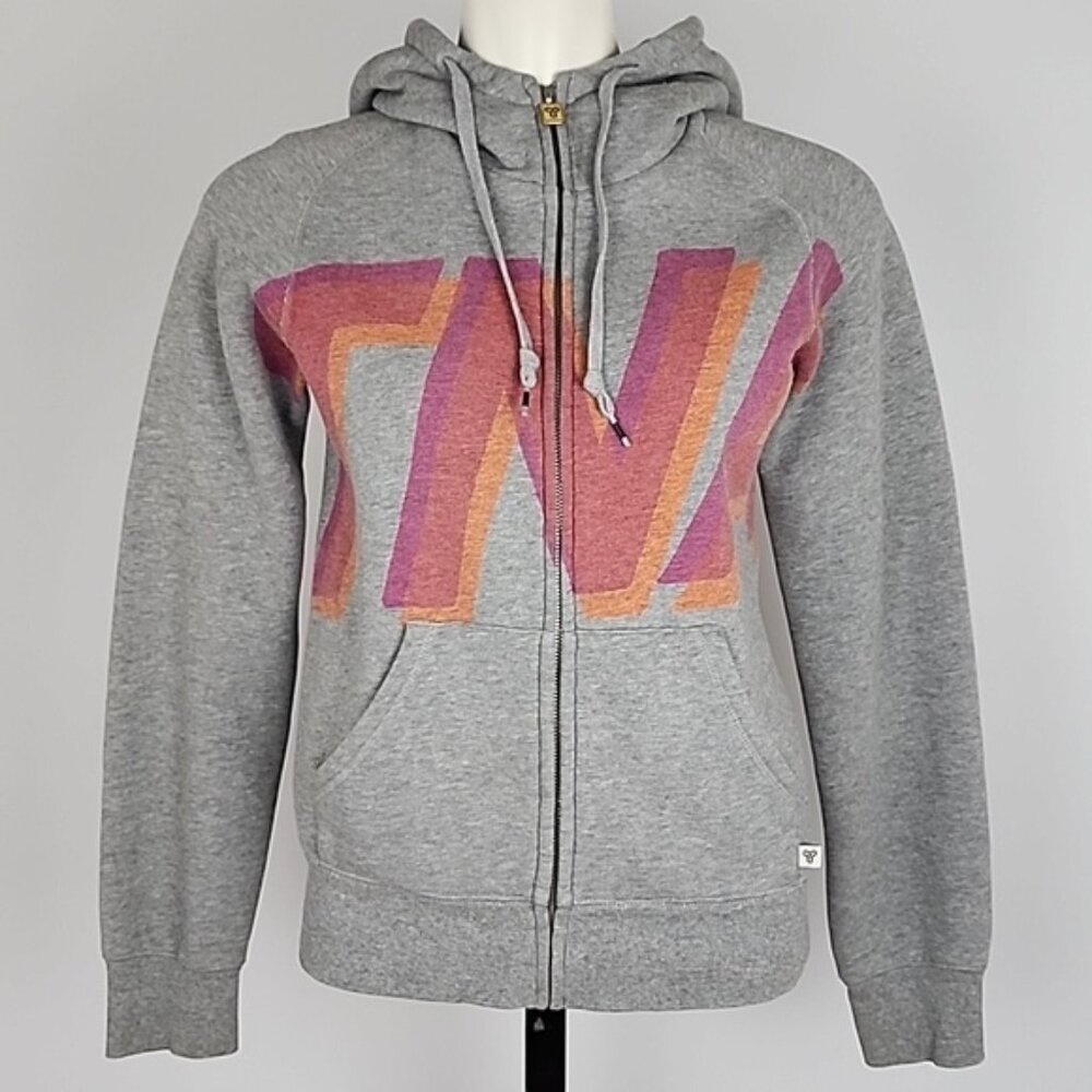 TNA Women's Hoodie Heathered Grey Fleece Lined Front Zip Pockets Size Small